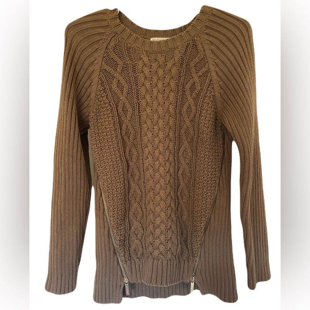 MICHAEL KORS Cable Knit Sweater with Zipper Detail